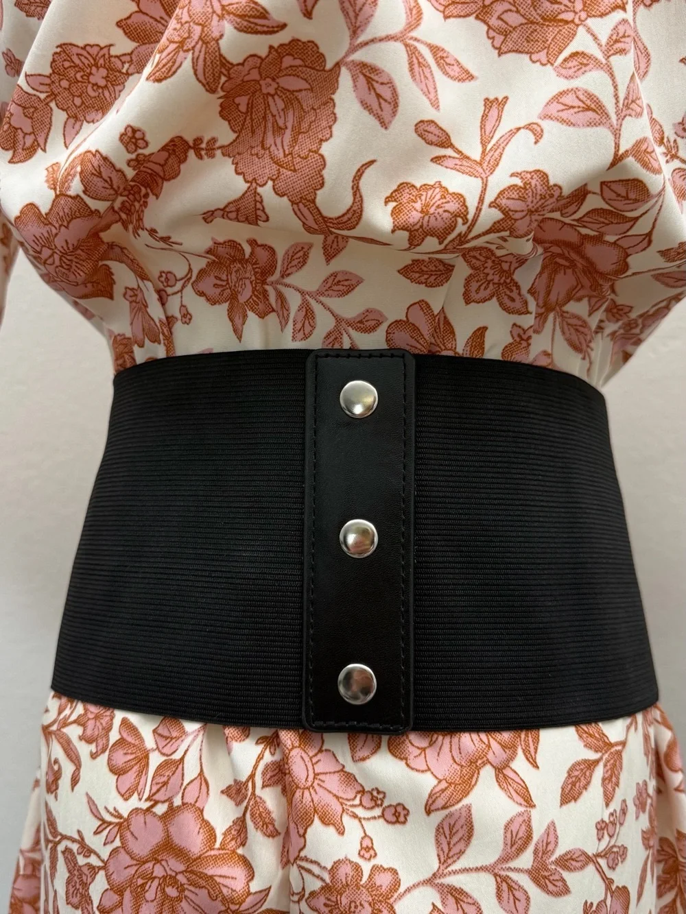 Black Heart Buckle Wide Waist Belt Corset Belt Elastic Cinch Belt Gothic Punk